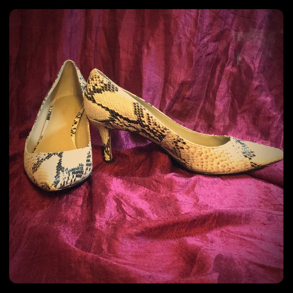 Ann Taylor Snakeskin Kitten Heels